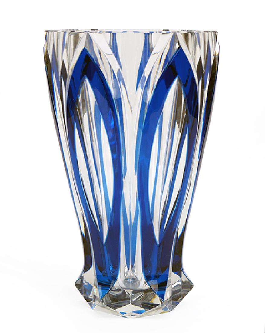 A St. Louis Crystal Cut-To-Clear Blue Vase. (1 of 1)