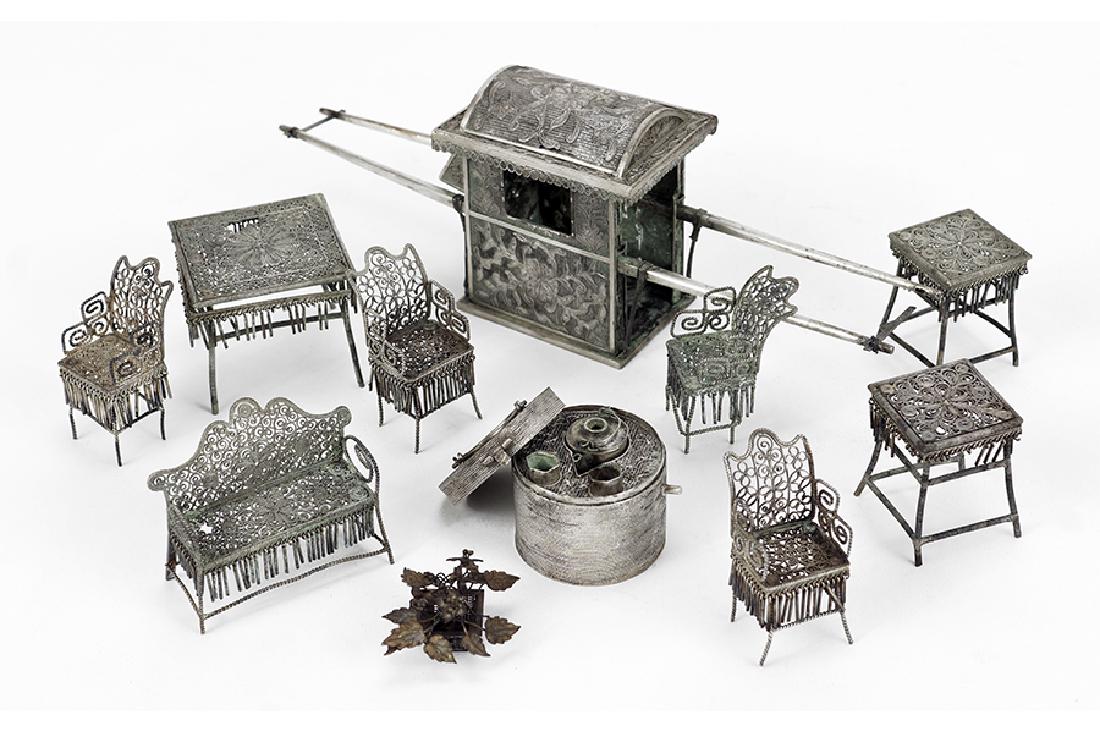 A Collection of Chinese Silvered Metal Furniture. (1 of 1)