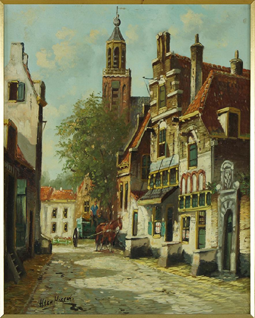 H. Len Hoeven (Dutch, 20th Century) Village Scene. (1 of 1)
