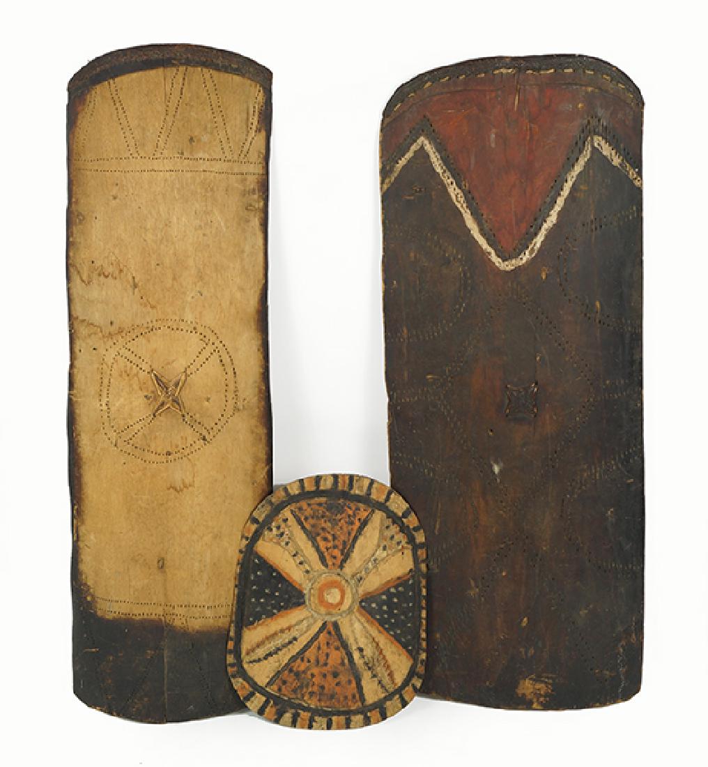 A Group Of Three Wood Shields. (1 of 7)