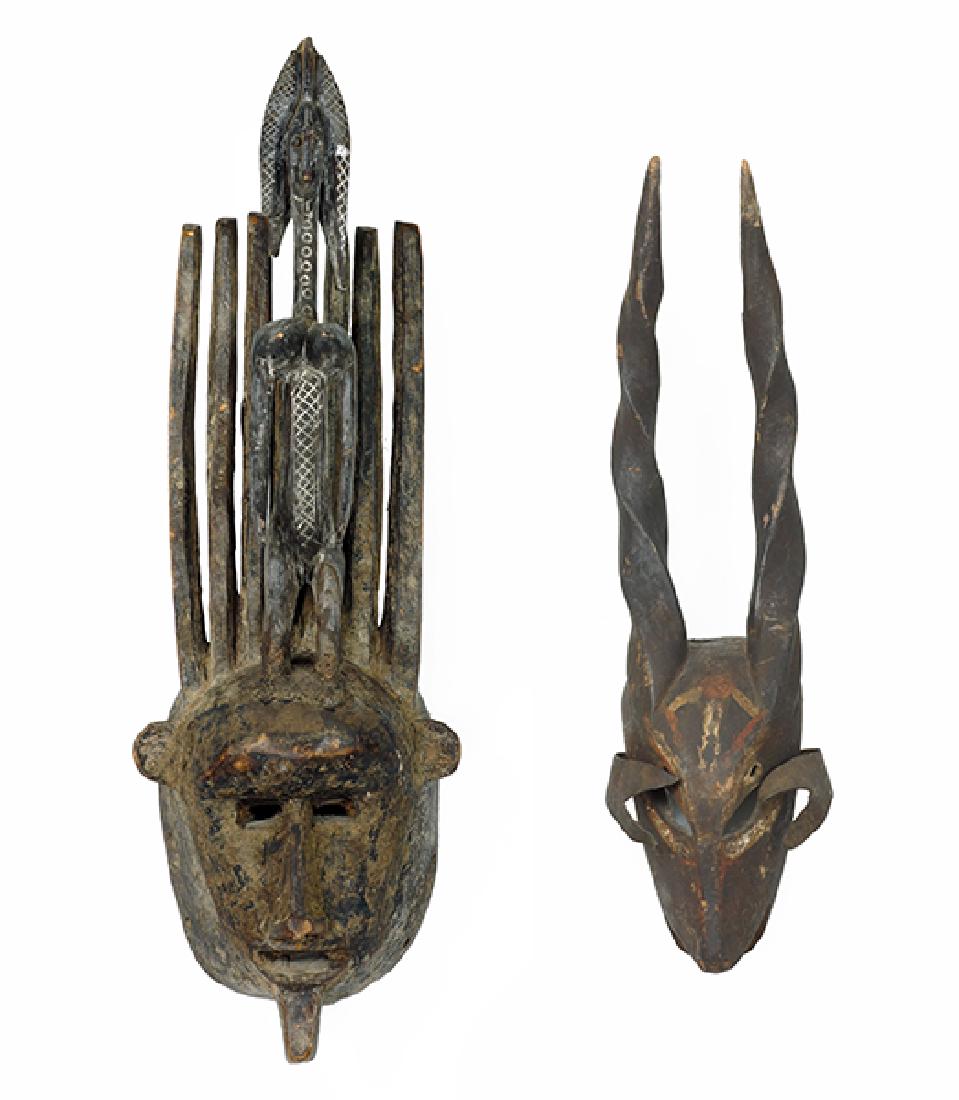 Two African Carved Wood Masks. (1 of 1)