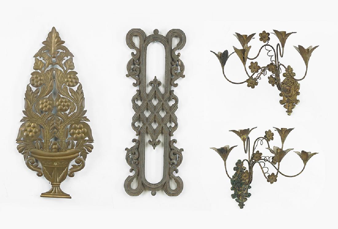 A Pair of Five-Light Metal Sconces. (1 of 3)