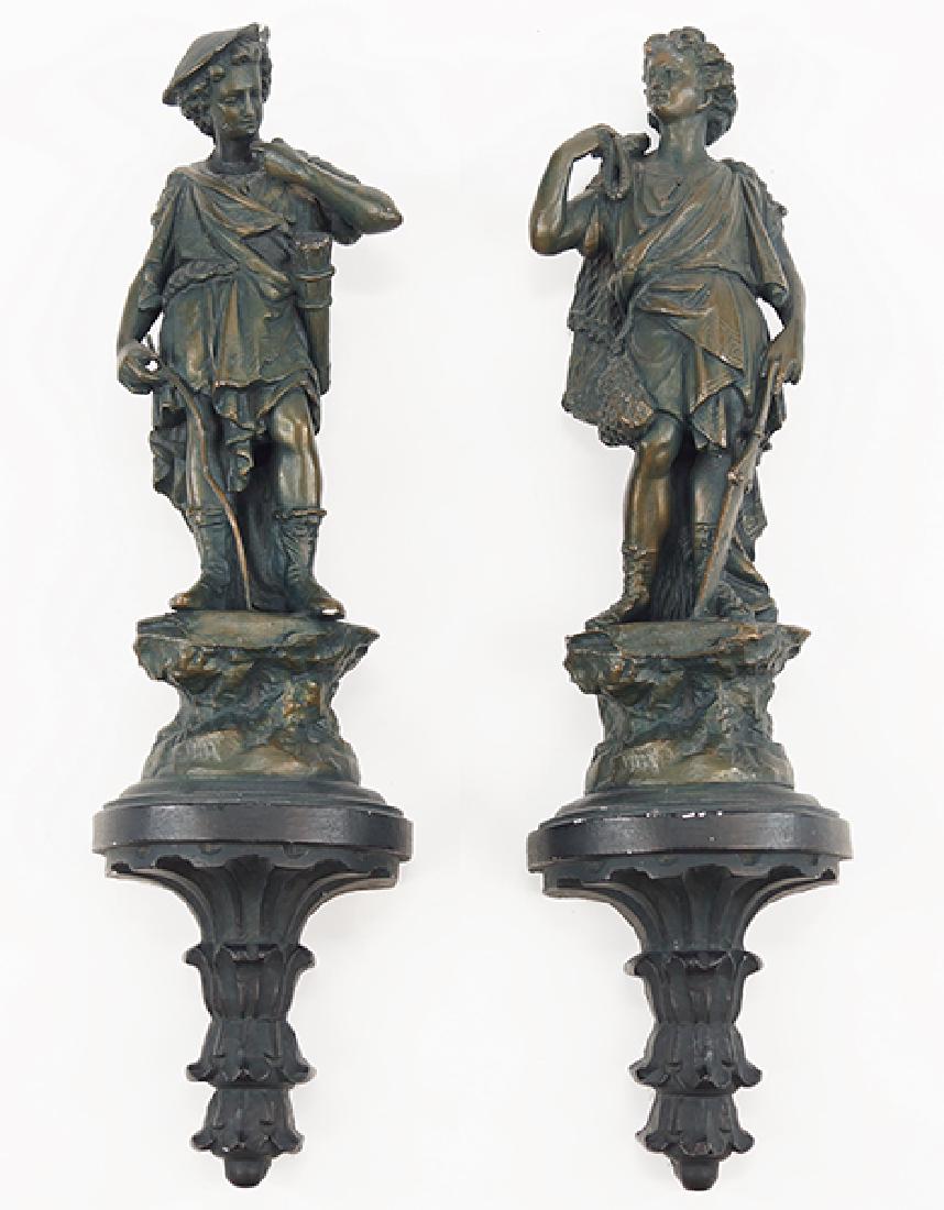 A Pair of Figural Painted Plaster Decorative Wall (1 of 1)