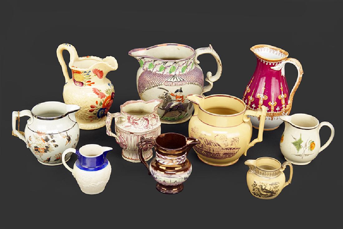 A Collection of Ten English Ceramic Pitchers. (1 of 1)