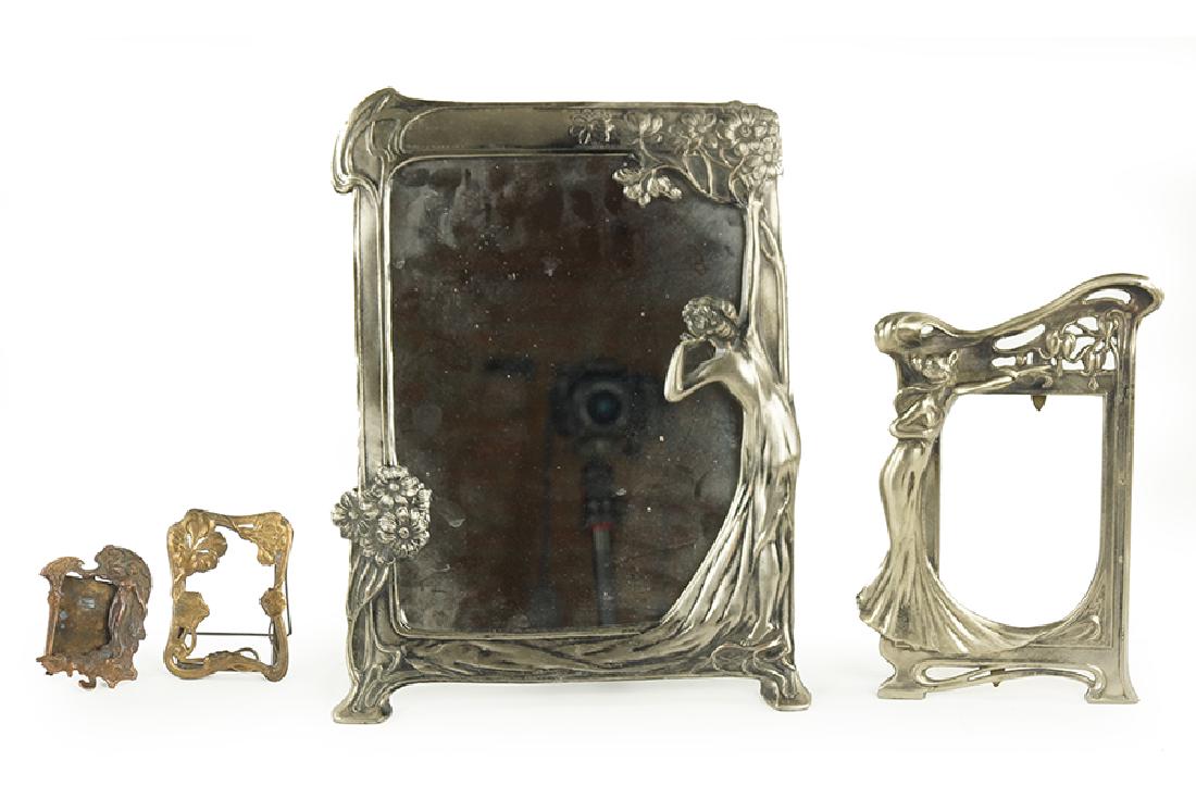Two Art Nouveau Style White Metal Frames. (1 of 1)