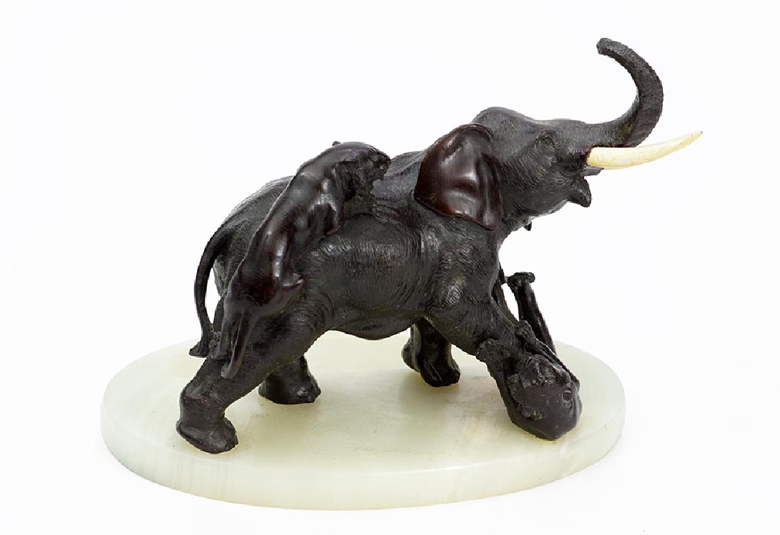 A Patinated Bronze Elephant Form Pen Tray. (1 of 1)