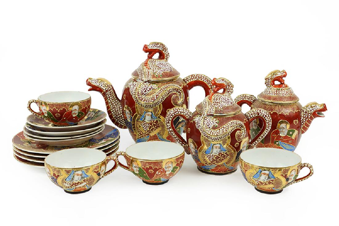 A Japanese Moriage Porcelain Lithophane Tea Set. (1 of 1)