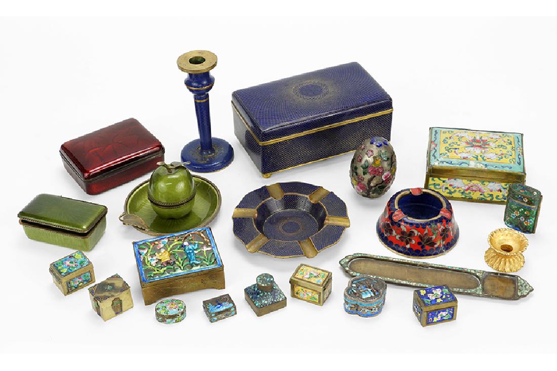 A Collection of Cloisonne and Enameled Items. (1 of 15)