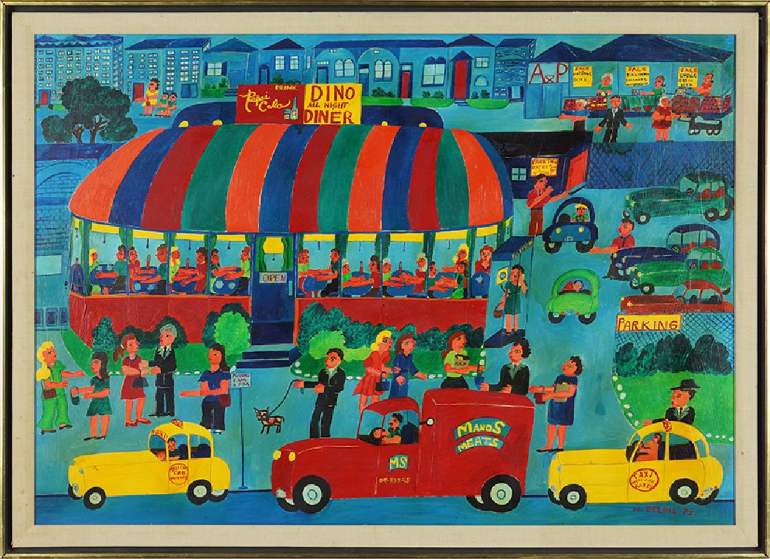 Malcah Zeldis (American, B. 1931) Dino All Night Diner. (1 of 1)