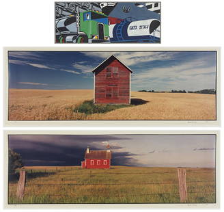 Maxwell Mackenzie (American, Contemporary) Everts: Maxwell Mackenzie (American, Contemporary) Everts Township Homestead, Winter and Summer. Two color photographs, each signed in ink lower right, dated 1992 and 1993, and numbered 2/50 Each: 9.25" x 28"