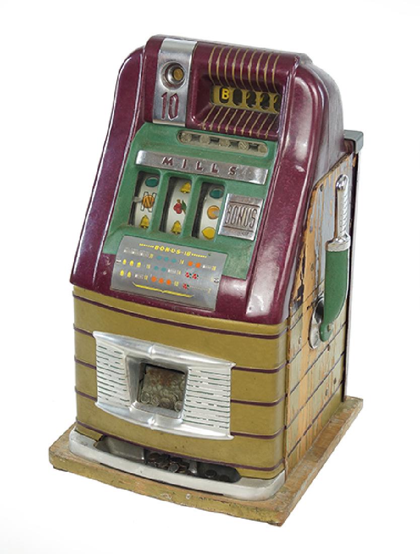 A Mills Bonus 18 Dime Slot Machine.