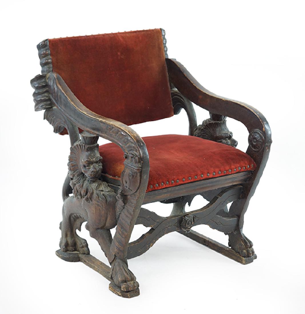 An English Carved Oak Chair. (1 of 2)