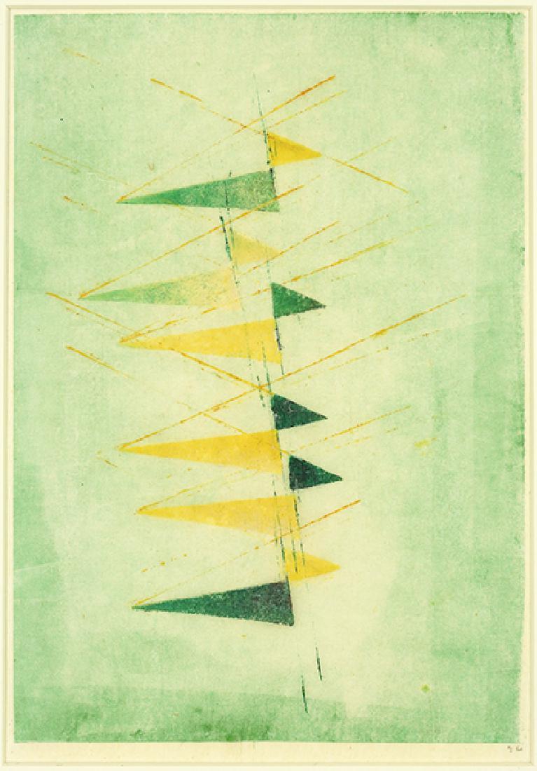 Harry Bertoia (Italian-American, 1915-1978) Color Block: Harry Bertoia (Italian-American, 1915-1978) Color Block Painting (#26). Color woodcut dated to 1943-44. Provenance: The Springer Gallery, Allentown, PA. This lot is sold with a certificate of authenti