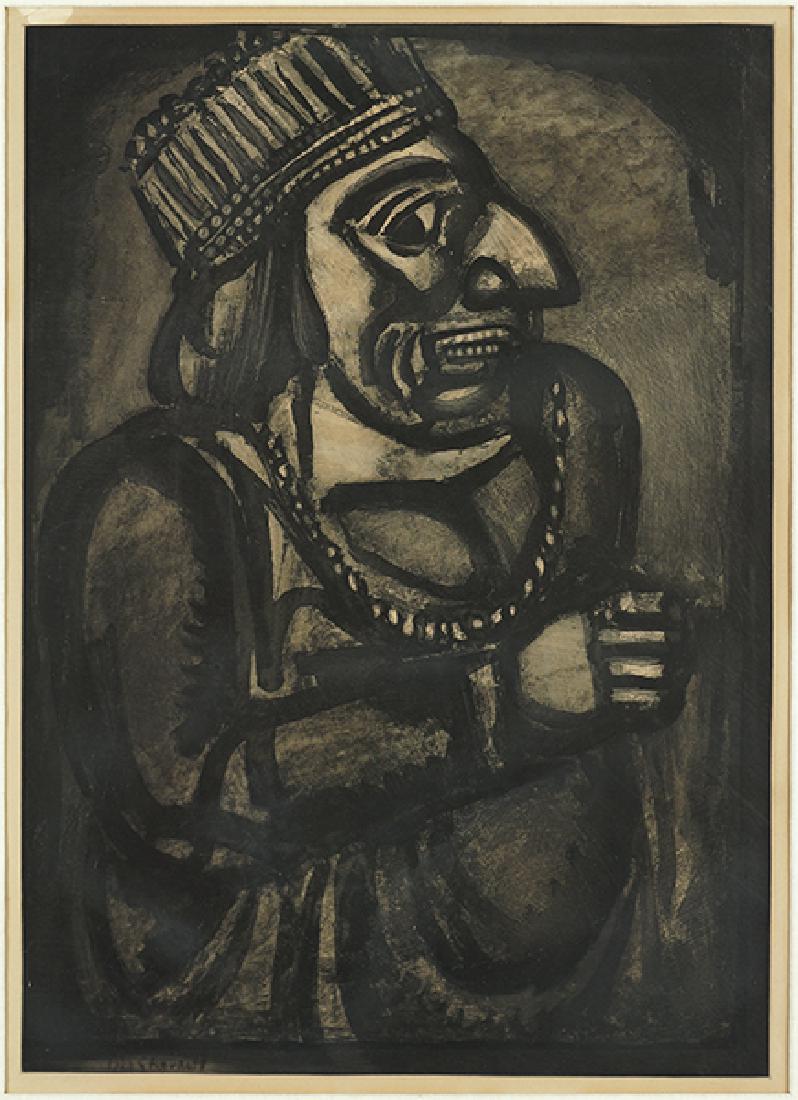 Georges Rouault (French, 1871-1958) Nous Croyant Roi.: Georges Rouault (French, 1871-1958) Nous Croyant Roi. Etching and aquatint dated to 1923, Plate 7 of 'Miserere', from the edition of 450 published in 1948. The sheet measures 26" x 20" Ref: Chapon/Rou