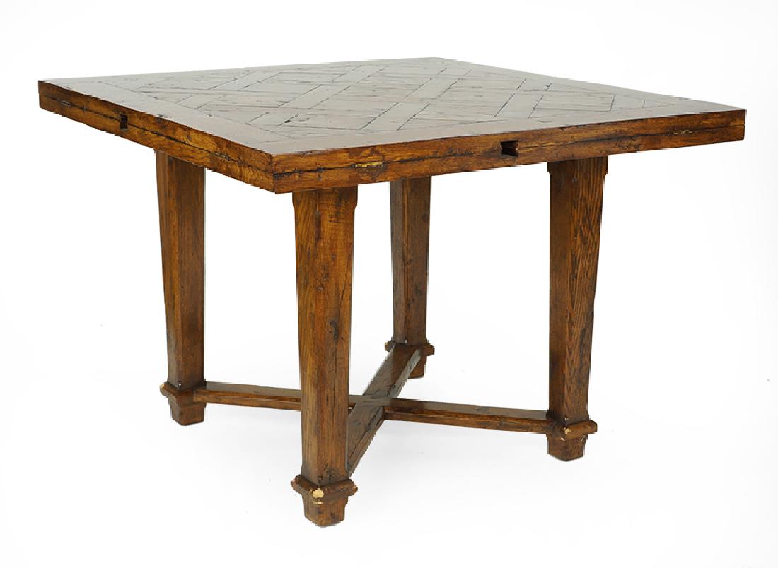A Drop Leaf Table.: A Drop Leaf Table. Square table which opens to a round Open diameter: 59.5" Closed: 42.5" square
