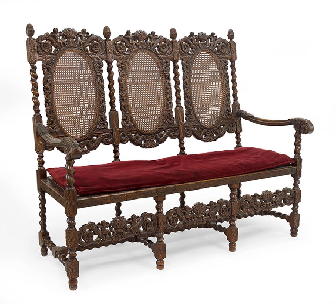 A Carved Oak Settee. (1 of 1)