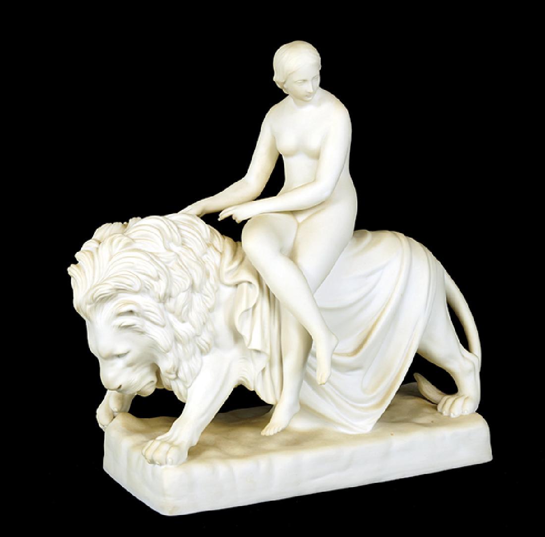 A Minton Parian Figure of 'Una and the Lion'. (1 of 1)