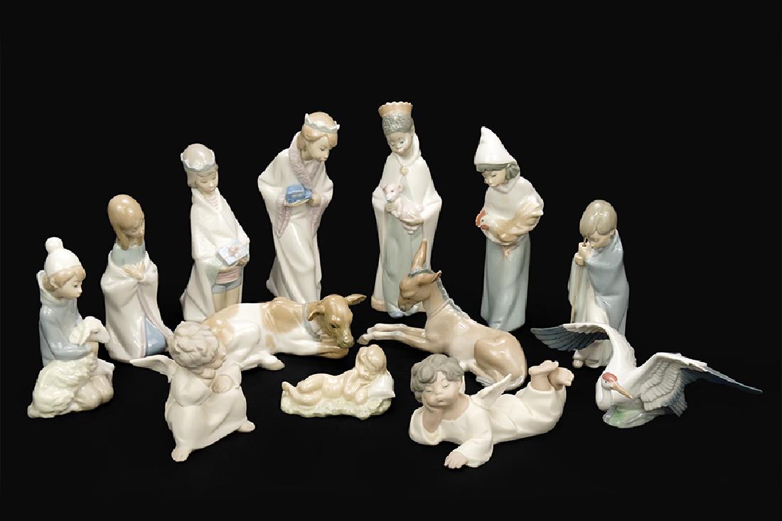 A 10 Piece Lladro Porcelain Nativity Scene.