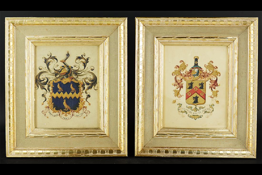 Two Framed Hand Painted Coat of Arms. (1 of 2)