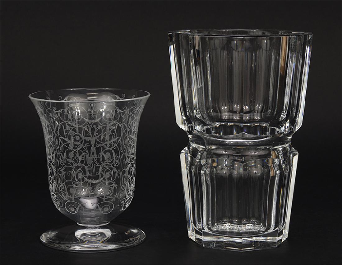 A Baccarat Etched Crystal Vase. (1 of 1)