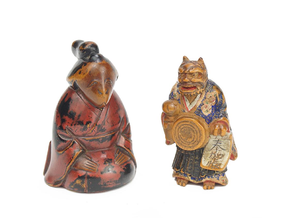 Two 19th Century Figural Wood Netsukes. (1 of 1)