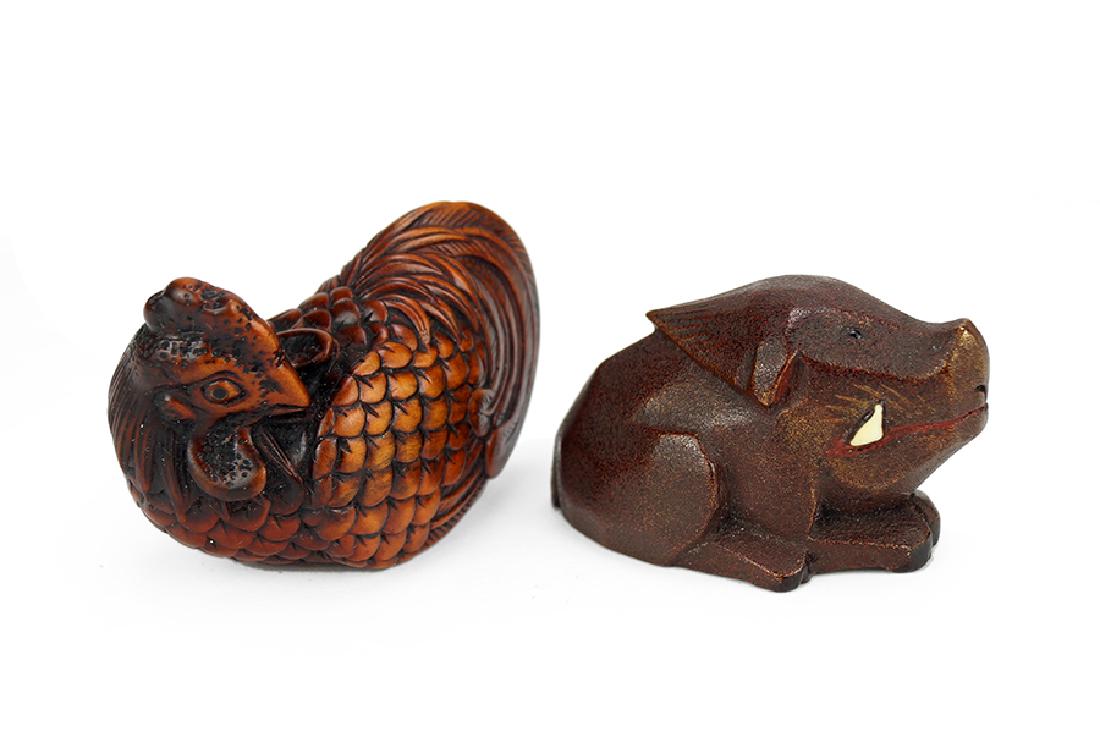 Two 19th Century Carved Wood Netsukes. (1 of 7)
