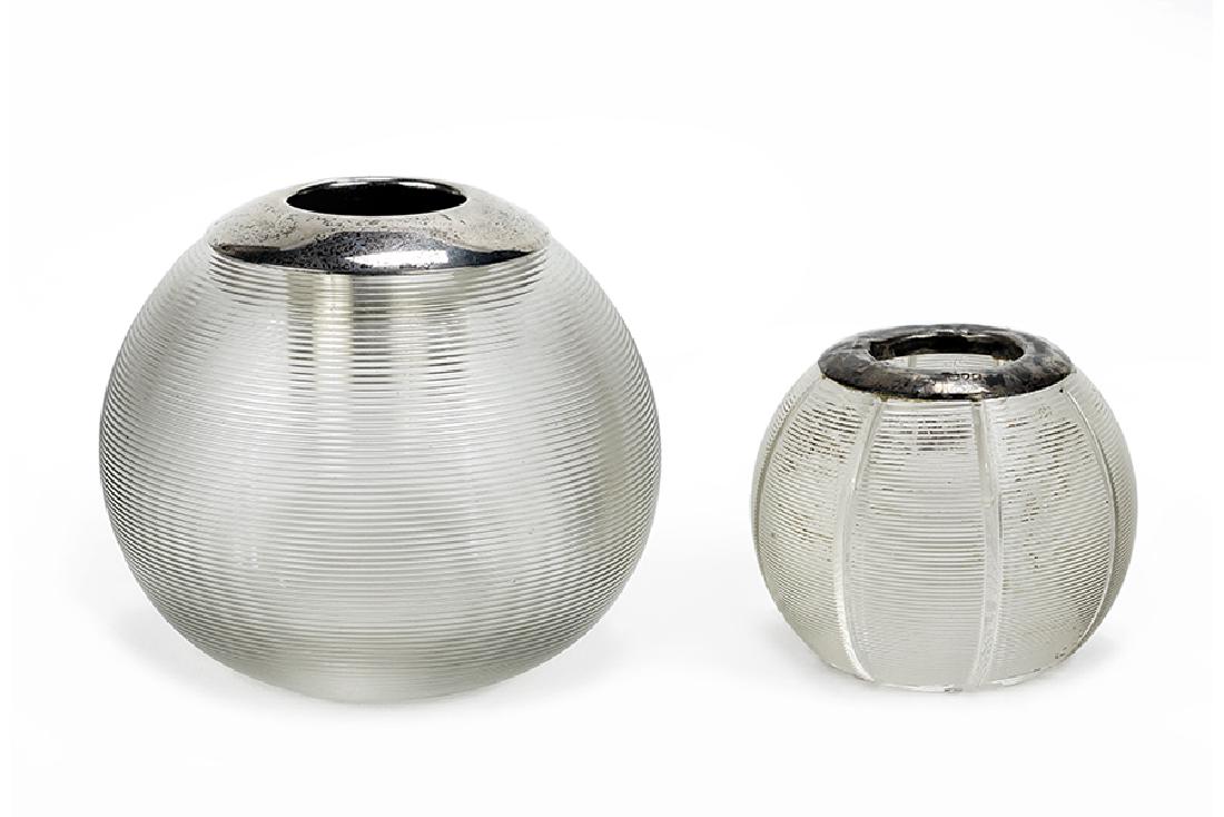 Two Crystal Match Strikers With English Silver Mounts. (1 of 1)