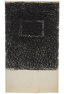 Ronaldo de Juan (Argentinian-American, 1931-1989): Ronaldo de Juan (Argentinian-American, 1931-1989) Prisons Series. Charcoal drawing on paper, signed en verso, dated 'N. York 1976' and titled, unframed 71" x 42"