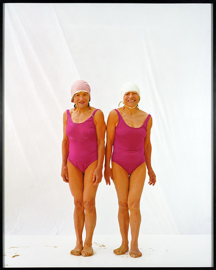 Kevin Horan (American, Contemporary) Oak Street Beach:: Kevin Horan (American, Contemporary) Oak Street Beach: Jennie & Julia Papilli, 2000. Color photograph on Hahnemuhle paper, from the series 'Chicago in the Year 2000', signed on the label en verso. Pro