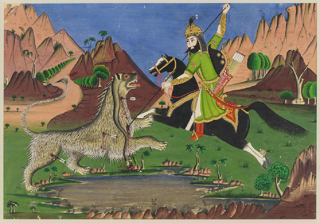 Indian School (20th Century) Hunting Scene. (1 of 1)