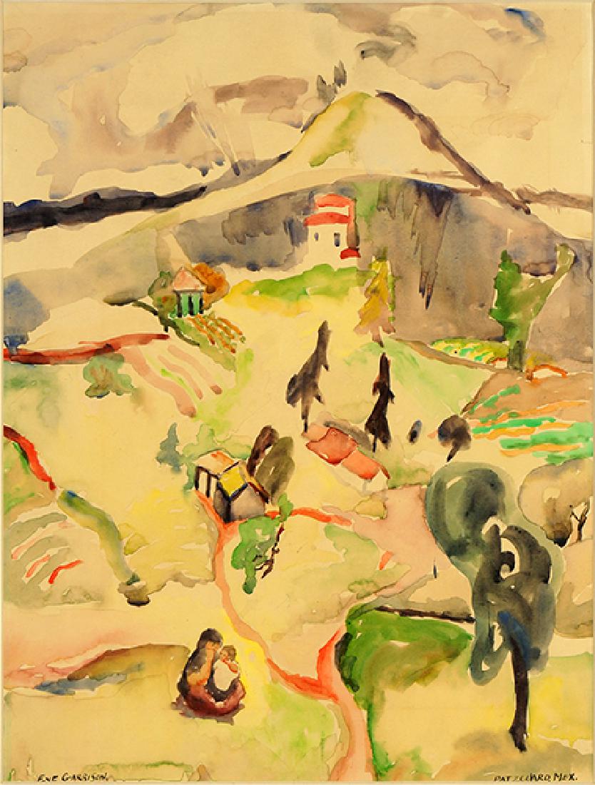 Eve Garrison (American, 1908-2003) Patzcuaro, Mexico.: Eve Garrison (American, 1908-2003) Patzcuaro, Mexico. Watercolor, signed lower left, titled lower right 18" x 13.75" Frame: 26.25" x 20.25"20.25"75125
