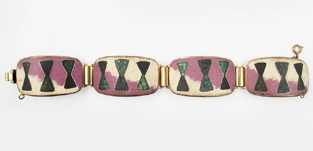 An Hourglass Form German Matte Enamel Bracelet. (1 of 1)