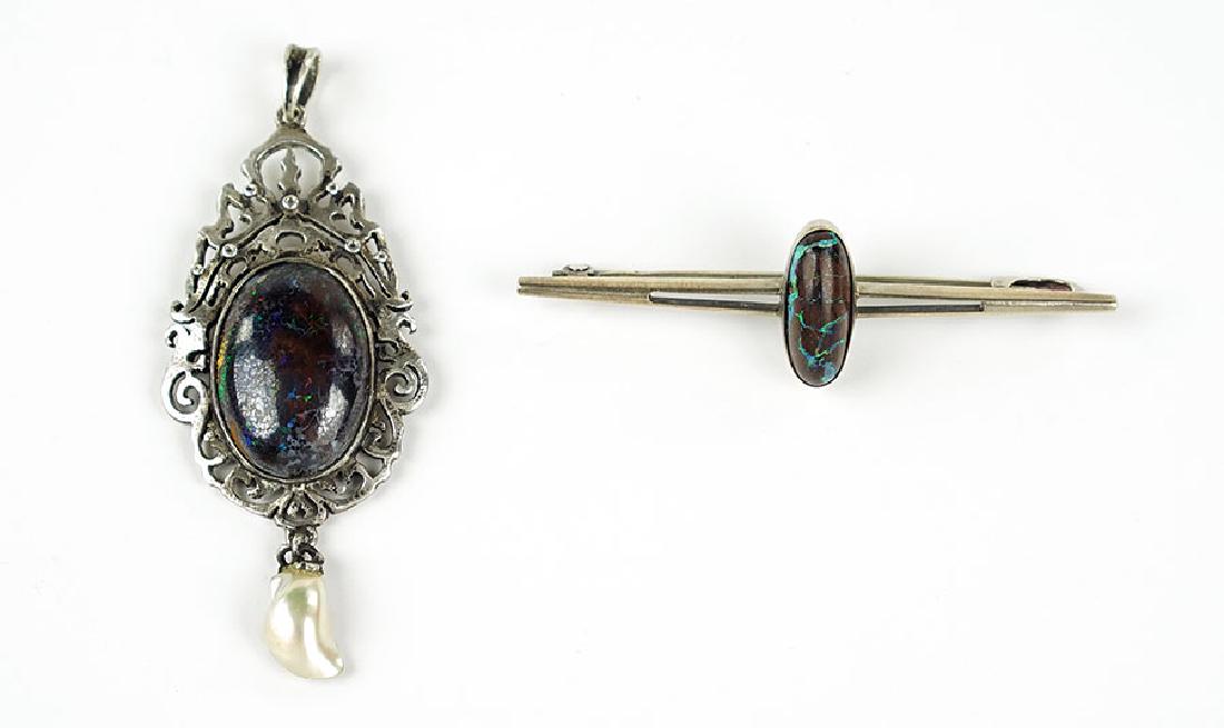 A Boulder Opal And Silver Bar Pin. (1 of 1)