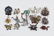 A Collection of Sterling Silver Brooches.
