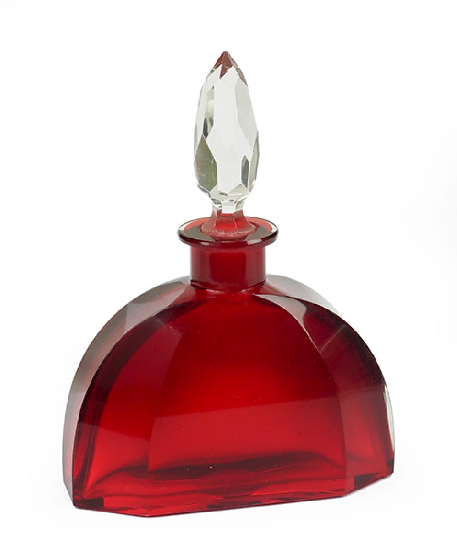 A 1930s Czechoslovakian Red Crystal Perfume Bottle. (1 of 1)