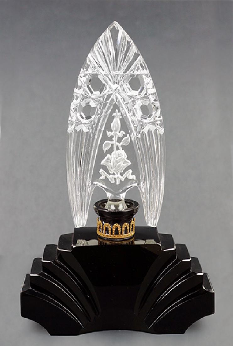 A 1930s Czechoslovakian Black Crystal Perfume Bottle. (1 of 1)