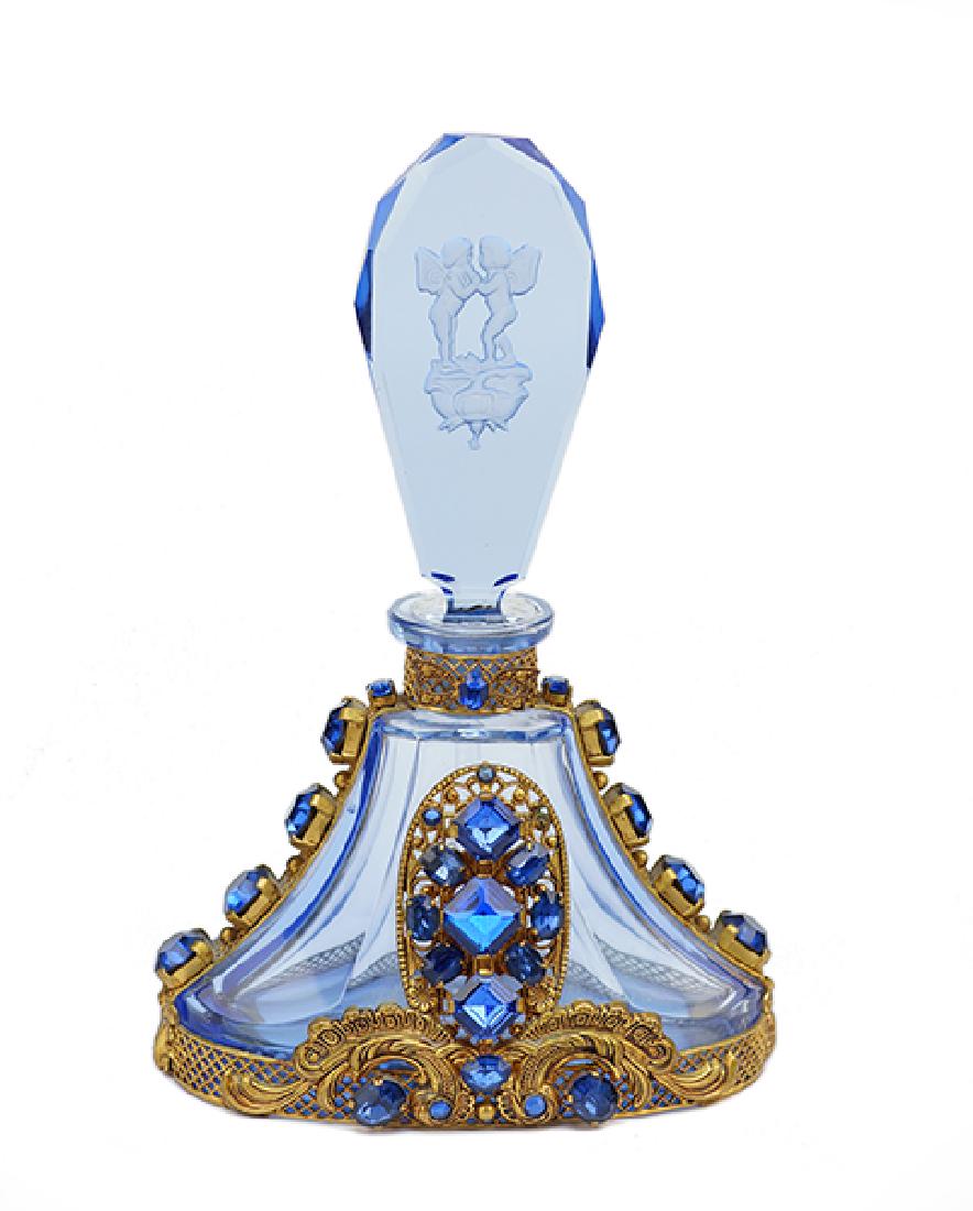 A 1920s Czechoslovakian Blue Crystal Perfume Bottle. (1 of 1)