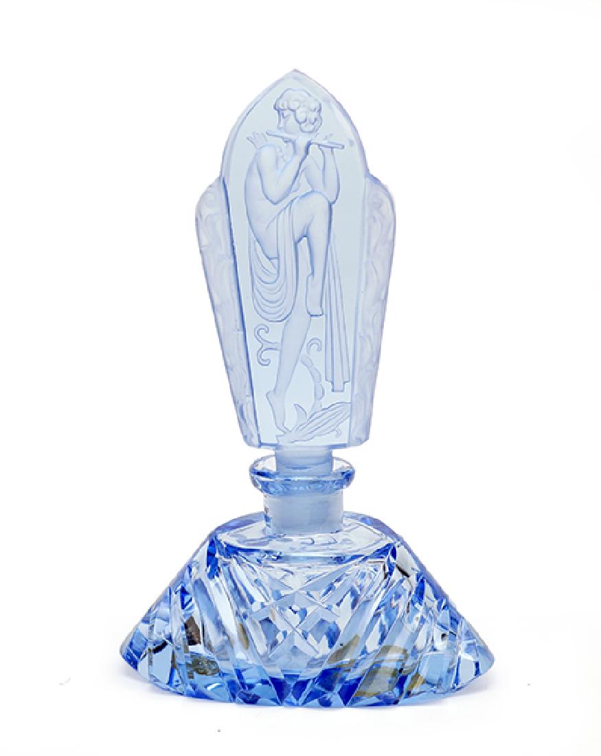 A 1920s Czechoslovakian Blue Crystal Perfume Bottle. (1 of 1)