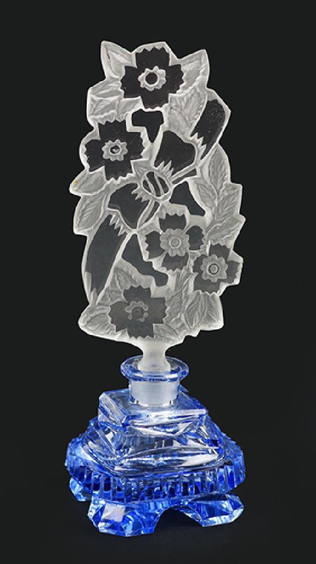 A 1940s Czechoslovakian Blue Crystal Perfume Bottle. (1 of 1)