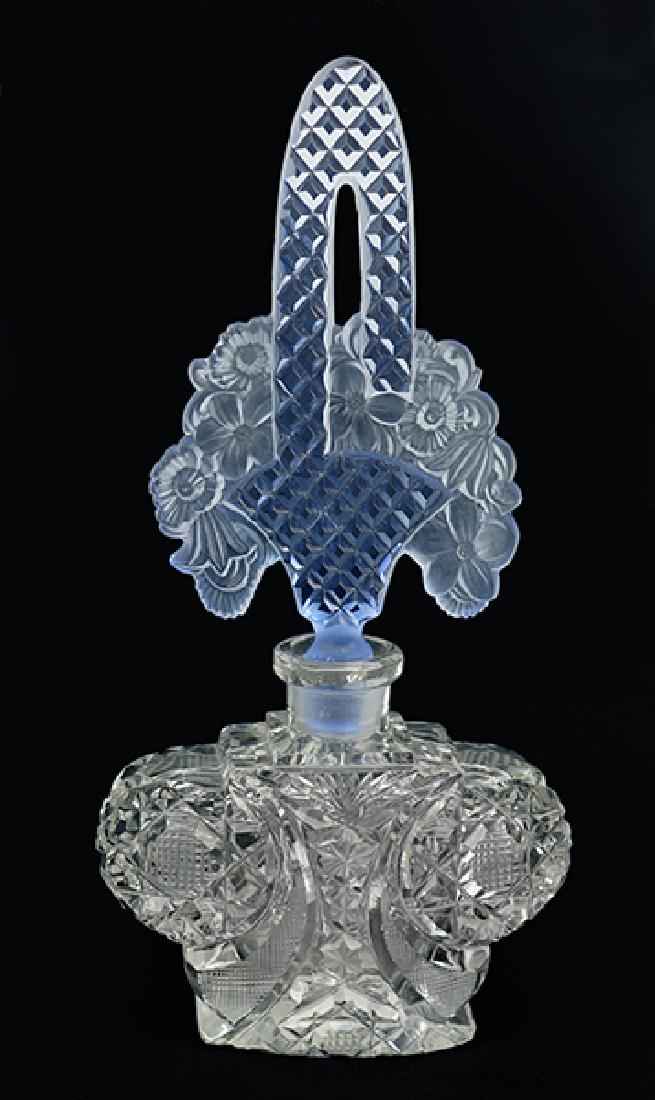 A Czechoslovakian Blue Crystal Perfume Bottle. (1 of 1)