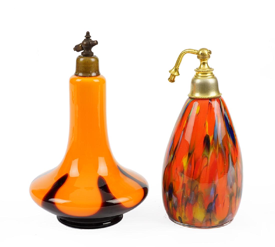Two Czechoslovakian Art Glass Atomizers. (1 of 1)