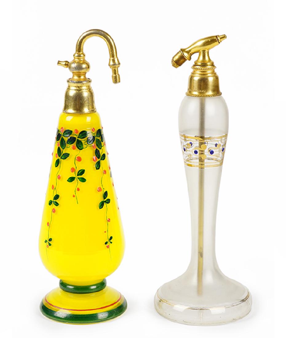 Two Czechoslovakian Art Glass Atomizers. (1 of 1)
