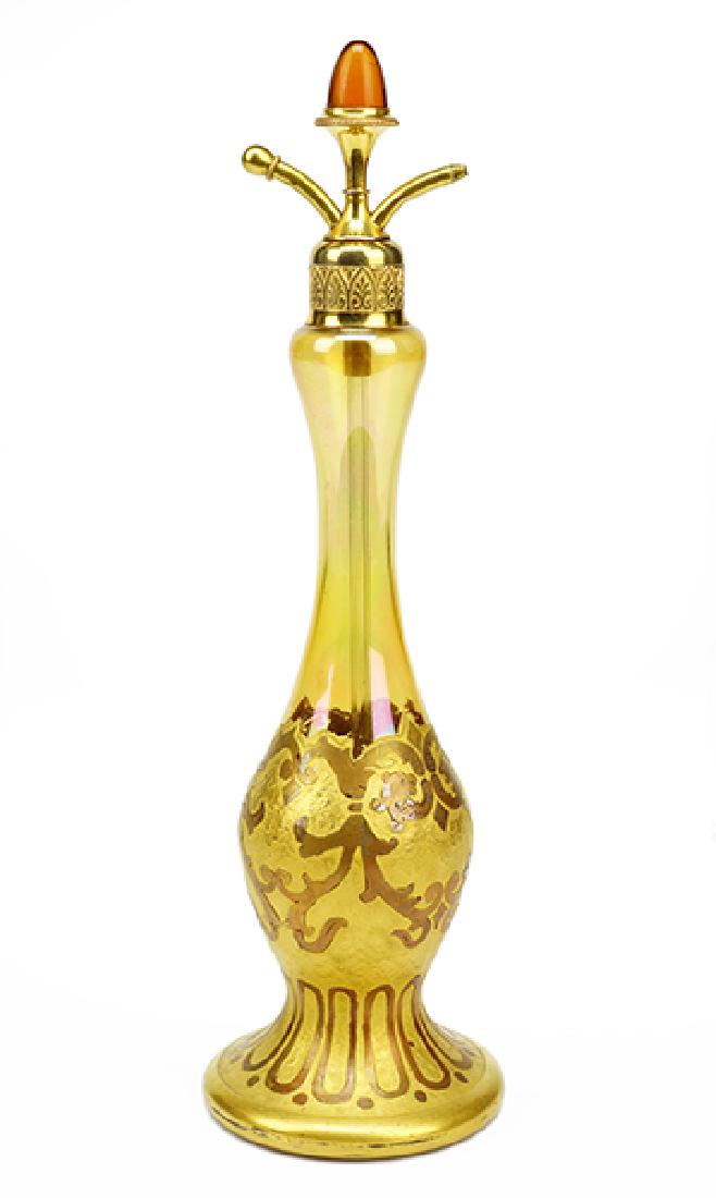 A DeVilbiss Gold and Aurene Glass Perfume Atomizer. (1 of 1)