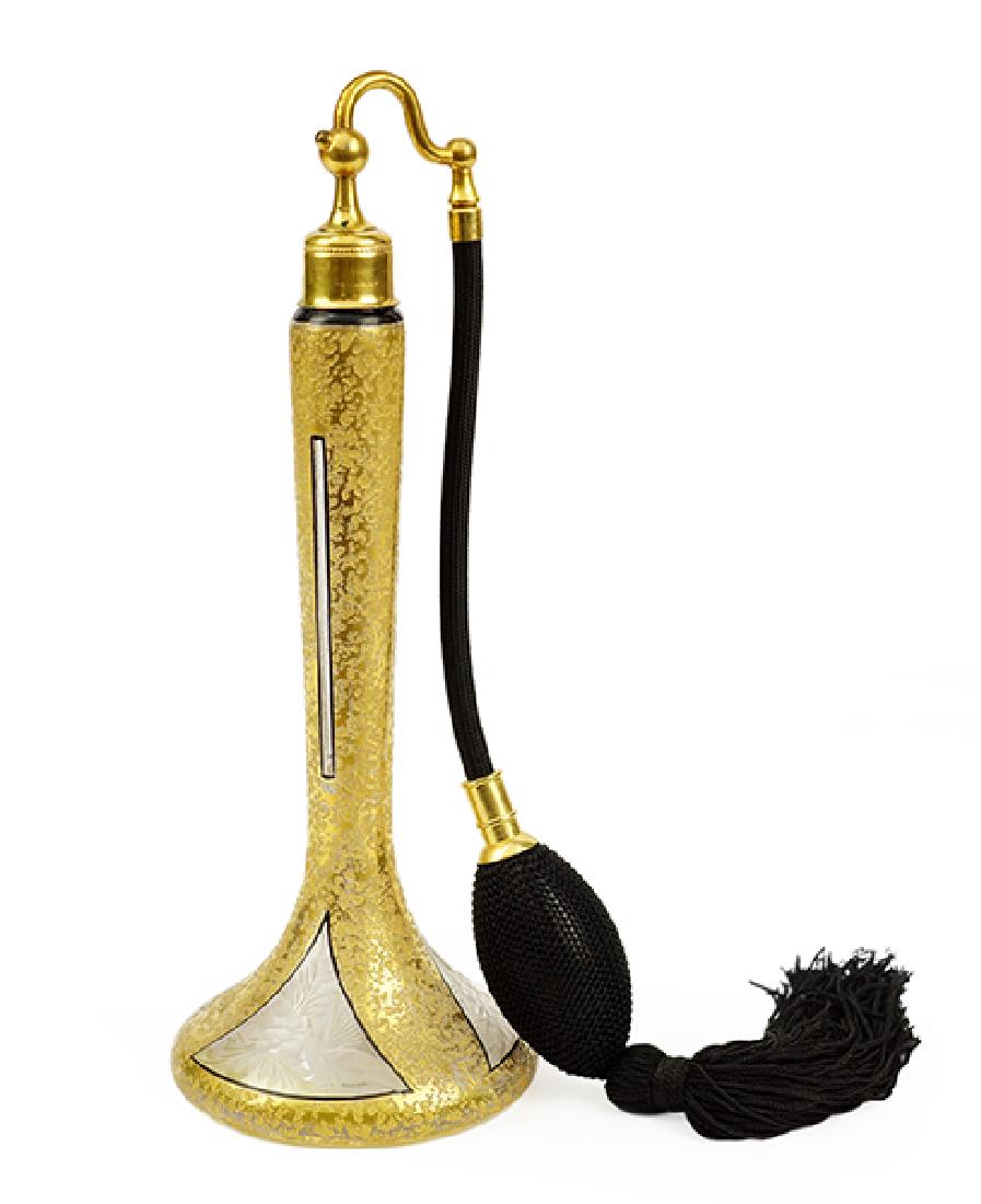 A DeVilbiss Gold and Clear Glass Perfume Atomizer. (1 of 1)