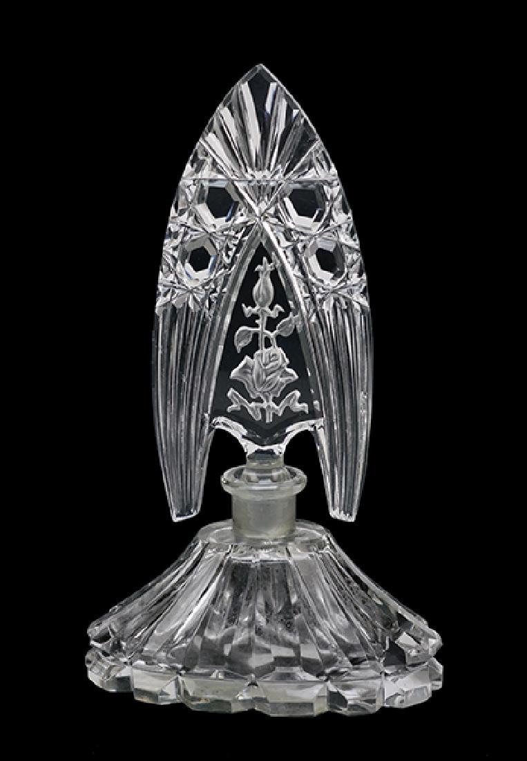 A Czechoslovakian Clear Crystal Perfume Bottle. (1 of 1)