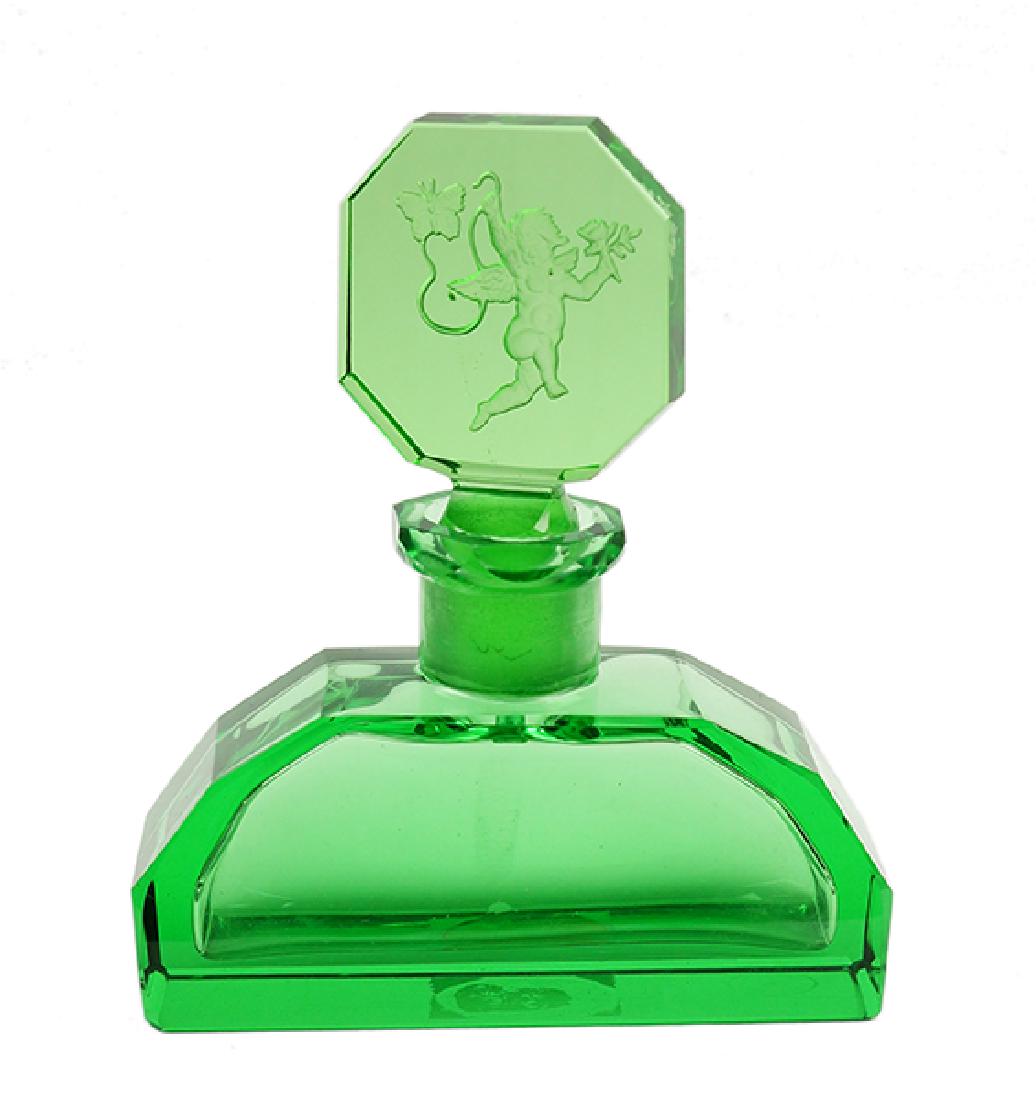 A 1930s Czechoslovakian Hoffmann Green Crystal Perfume (1 of 1)