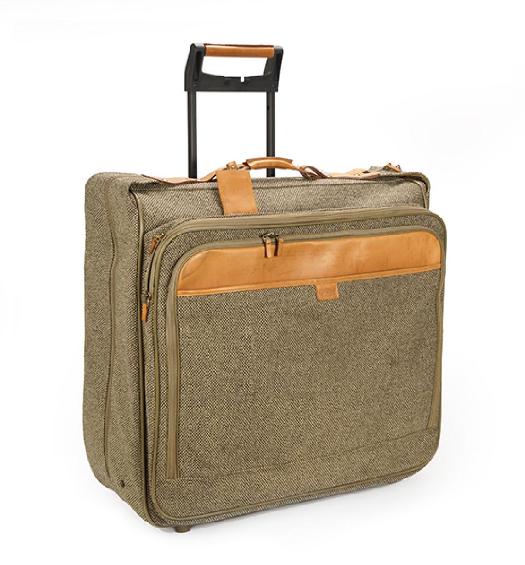 A Hartmann Leather and Tweed Wool Rolling Suitcase. (1 of 1)