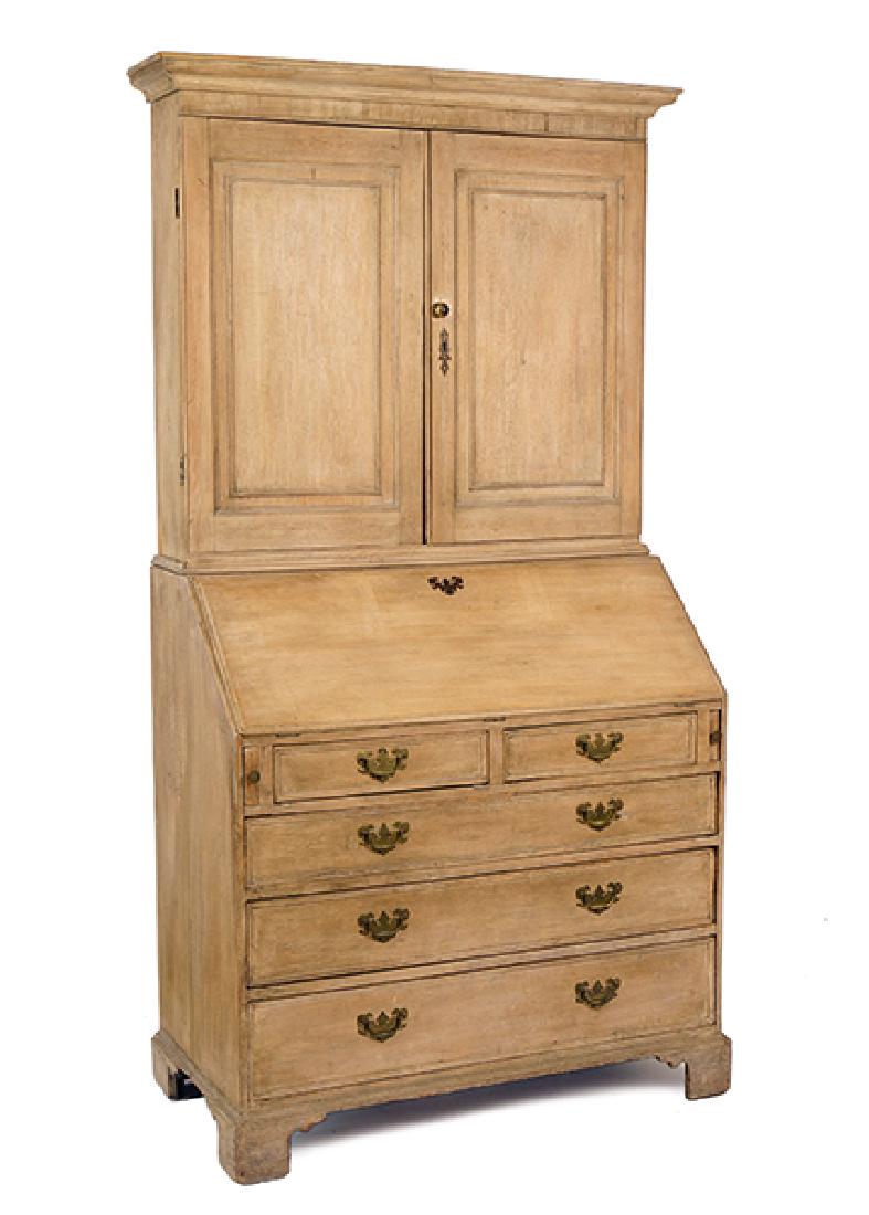 A Whitewashed Pine Secretary Bookcase. (1 of 2)