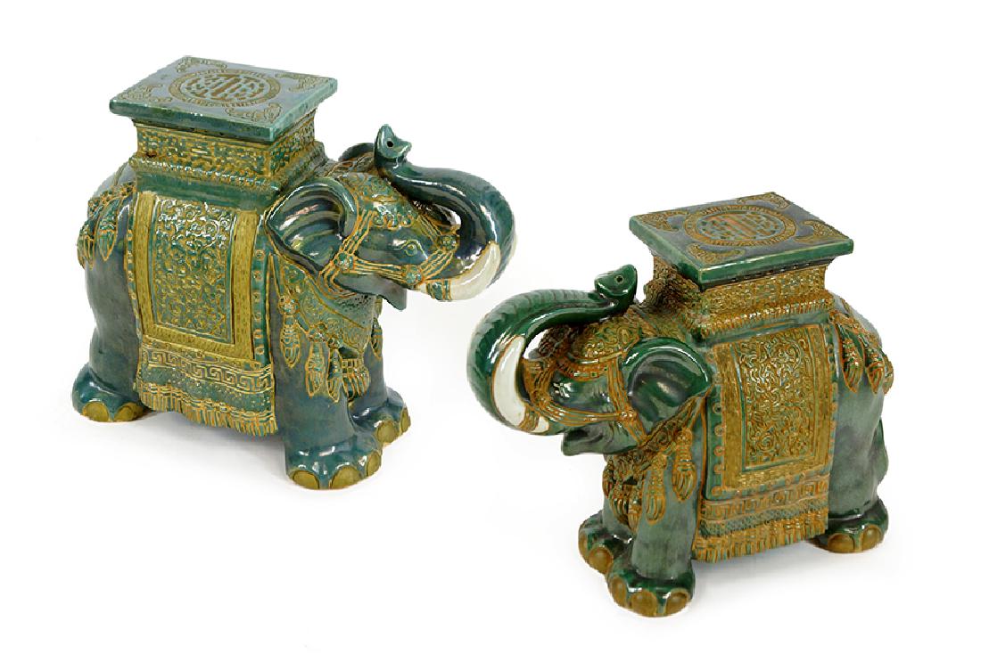 A Pair of Glazed Ceramic Elephant Seats. (1 of 1)