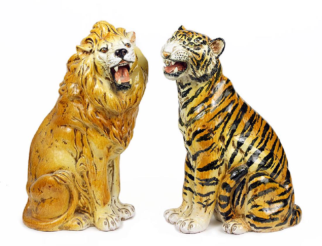 Two Italian Glazed Terra Cotta Animals. (1 of 8)